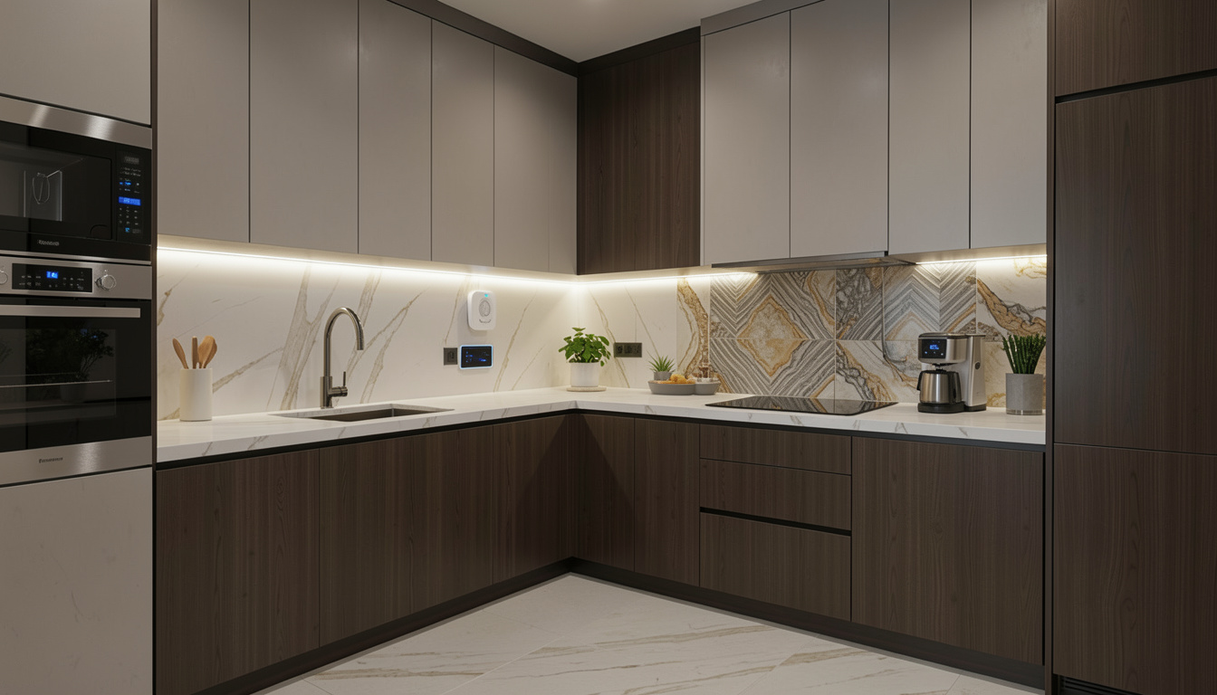 Wall keypad in a remodeled kitchen