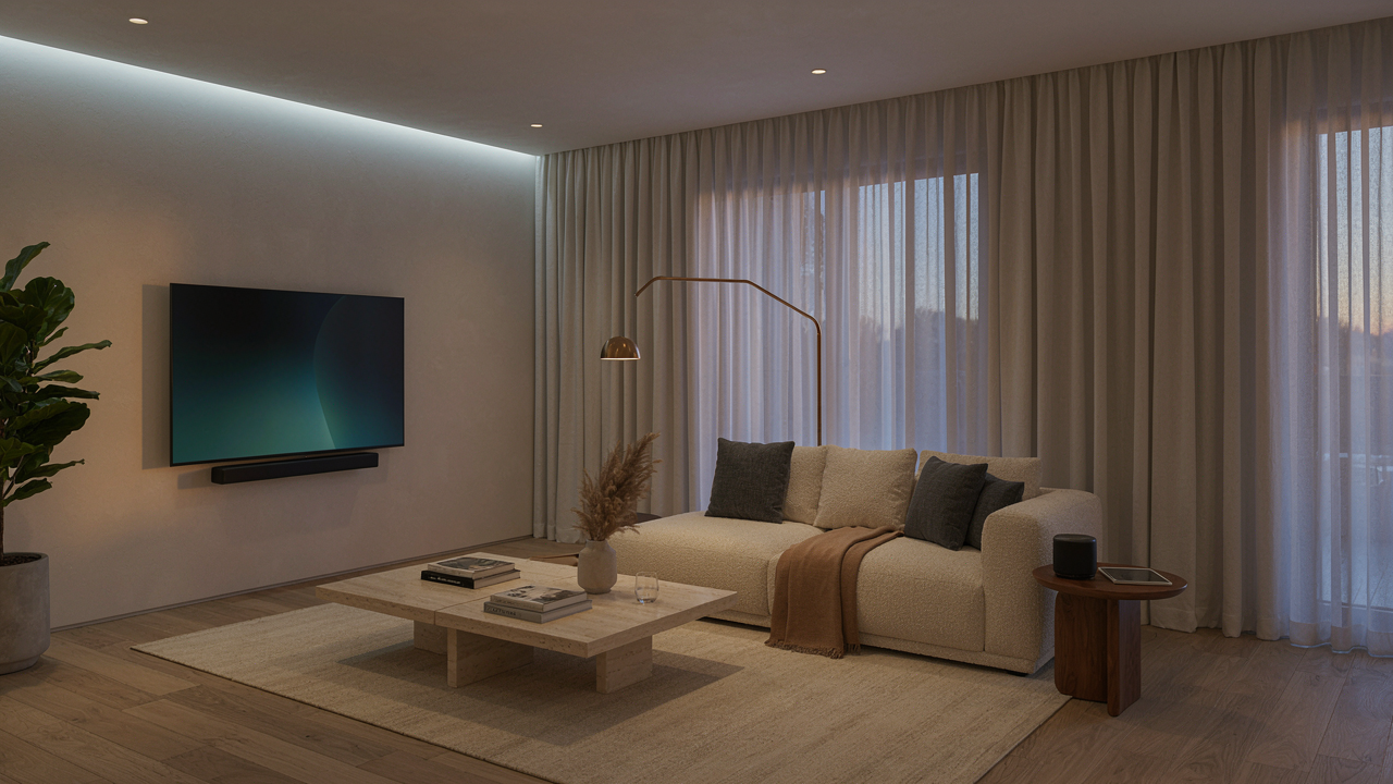 Warm evening light in the living room
